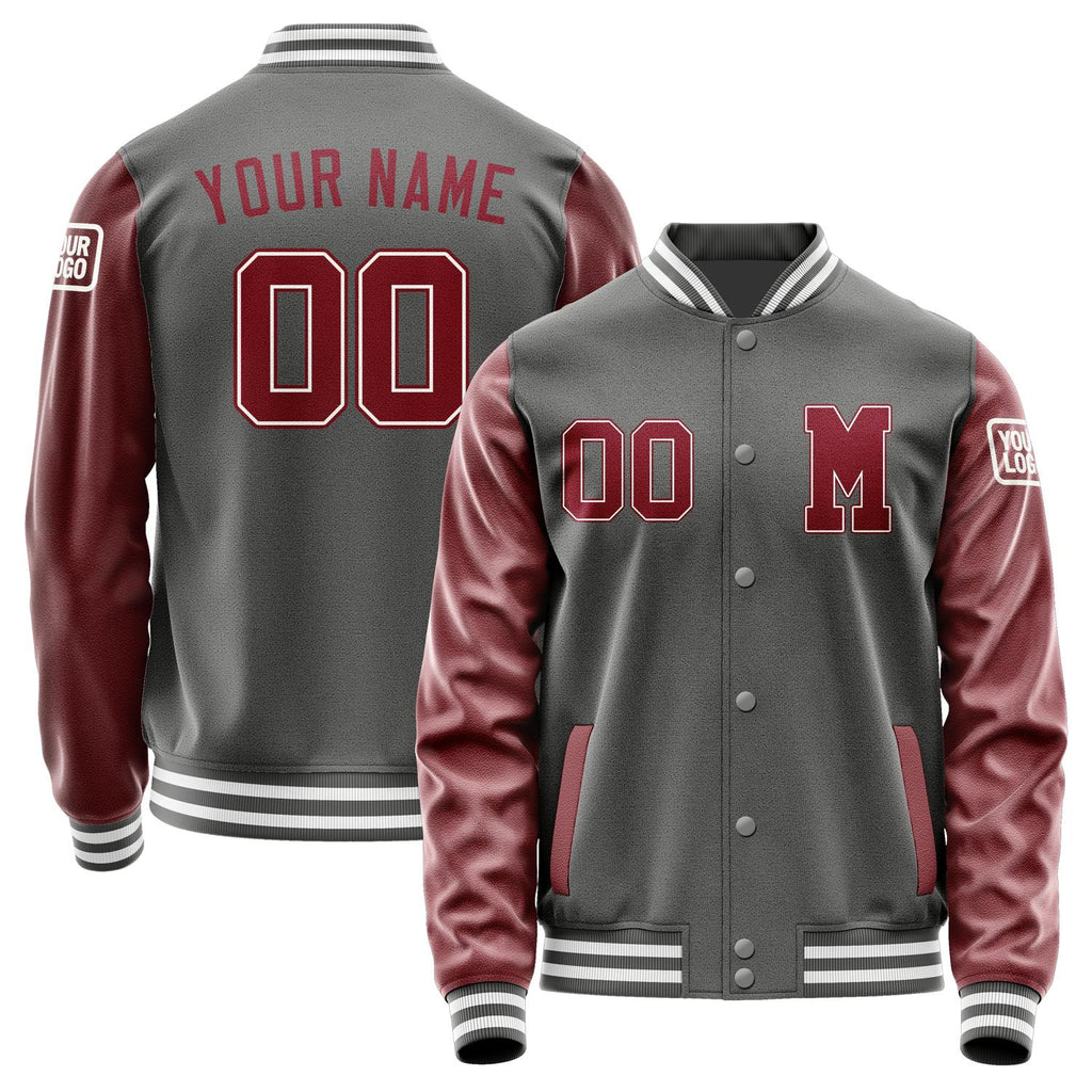 Custom Dark Grey Crimson Red Jacket Jb2020152018151818