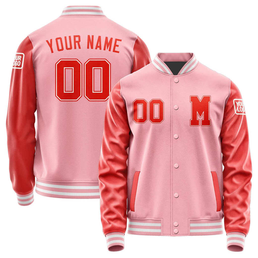 Custom Light Pink Orange Red Jacket Jb2121122118121818