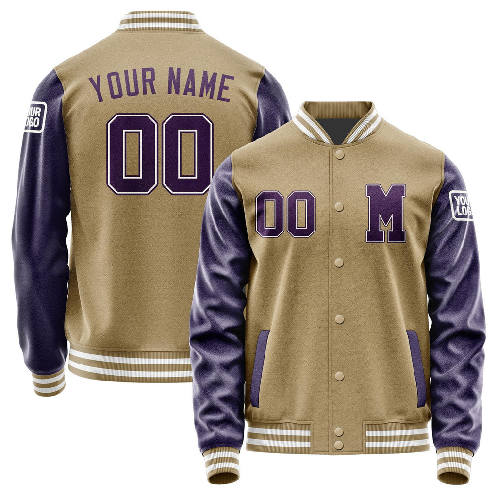 Custom Light Khaki Purple Jacket Jb2525072518071818
