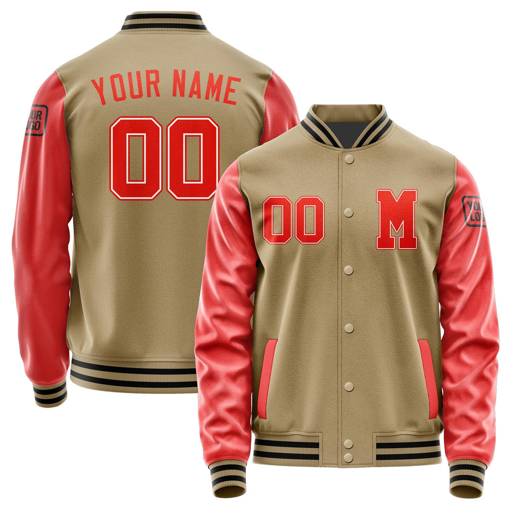 Custom Light Khaki Orange Red Jacket Jb2525122517121817