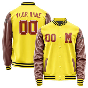 Custom Light Yellow Coral Red Jacket Jb2626162617161817