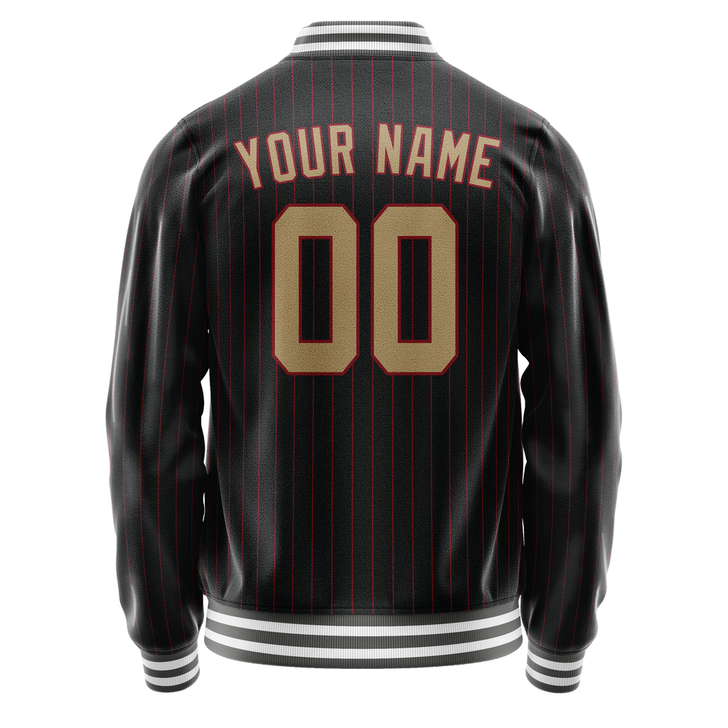 Custom Black Cream Solid Color Varsity Letterman Jacket