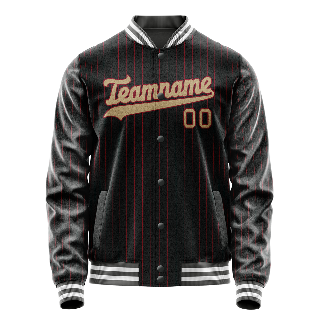 Custom Black Cream Solid Color Varsity Letterman Jacket