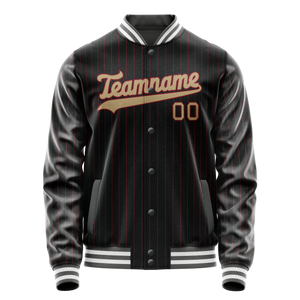 Custom Black Cream Solid Color Varsity Letterman Jacket