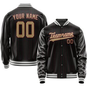 Custom Black Cream Solid Color Varsity Letterman Jacket