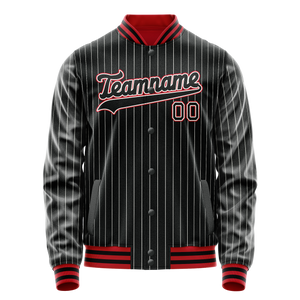Custom Black Orange White Pinstripe Varsity Letterman Jacket