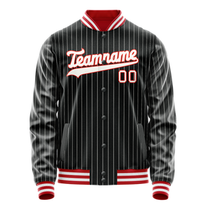 Custom Black Orange White Pinstripe Varsity Letterman Jacket