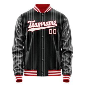 Custom Black White White Pinstripe Varsity Letterman Jacket