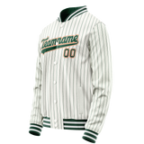 Custom White Orange Kelly Green Pinstripe Varsity Letterman Jacket
