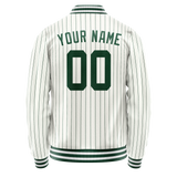 Custom White Kelly-Green Kelly Green Pinstripe Varsity Letterman Jacket