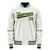 Custom White Kelly-Green Kelly Green Pinstripe Varsity Letterman Jacket