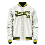 Custom White Kelly-Green Kelly Green Pinstripe Varsity Letterman Jacket