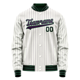 Custom White Navy Purple Pinstripe Varsity Letterman Jacket
