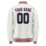Custom White Royal Royal Pinstripe Varsity Letterman Jacket