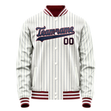 Custom White Royal Royal Pinstripe Varsity Letterman Jacket