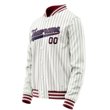 Custom White Royal Royal Pinstripe Varsity Letterman Jacket