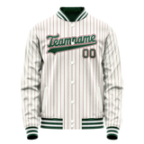Custom White Kelly-Green Red Pinstripe Varsity Letterman Jacket
