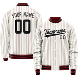 Custom White Red Red Pinstripe Varsity Letterman Jacket