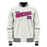 Custom White Pink Black Pinstripe Varsity Letterman Jacket
