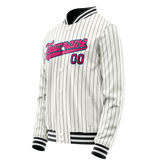 Custom White Pink Black Pinstripe Varsity Letterman Jacket