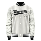 Custom White Black Black Pinstripe Varsity Letterman Jacket