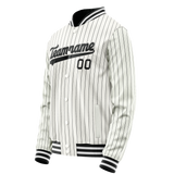 Custom White Black Black Pinstripe Varsity Letterman Jacket