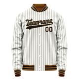 Custom White Black Black Pinstripe Varsity Letterman Jacket