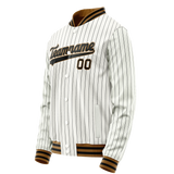 Custom White Black Black Pinstripe Varsity Letterman Jacket