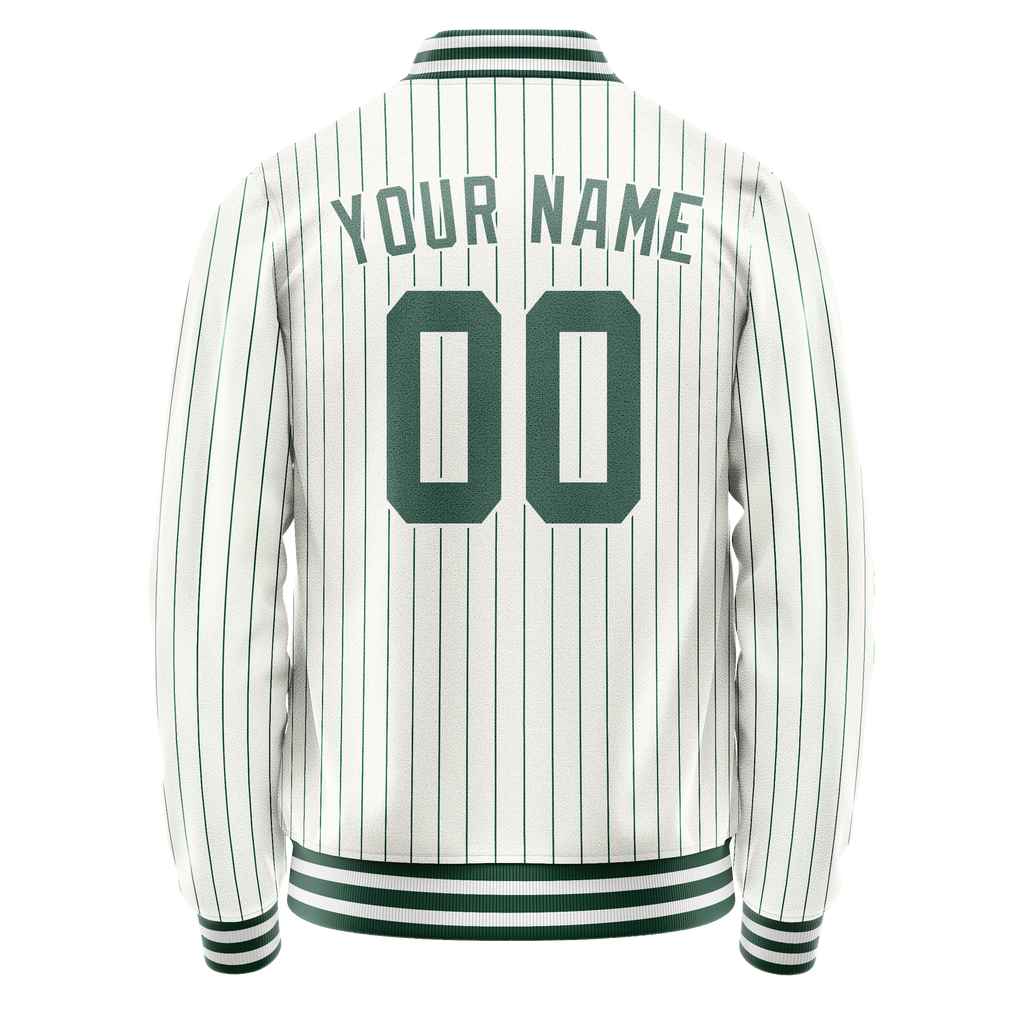 Custom White Teal Teal Pinstripe Varsity Letterman Jacket