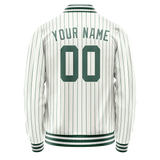 Custom White Teal Teal Pinstripe Varsity Letterman Jacket