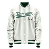 Custom White Teal Teal Pinstripe Varsity Letterman Jacket