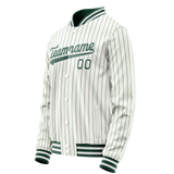 Custom White Teal Teal Pinstripe Varsity Letterman Jacket