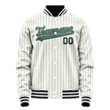 Custom White Teal Teal Pinstripe Varsity Letterman Jacket