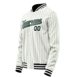 Custom White Teal Teal Pinstripe Varsity Letterman Jacket