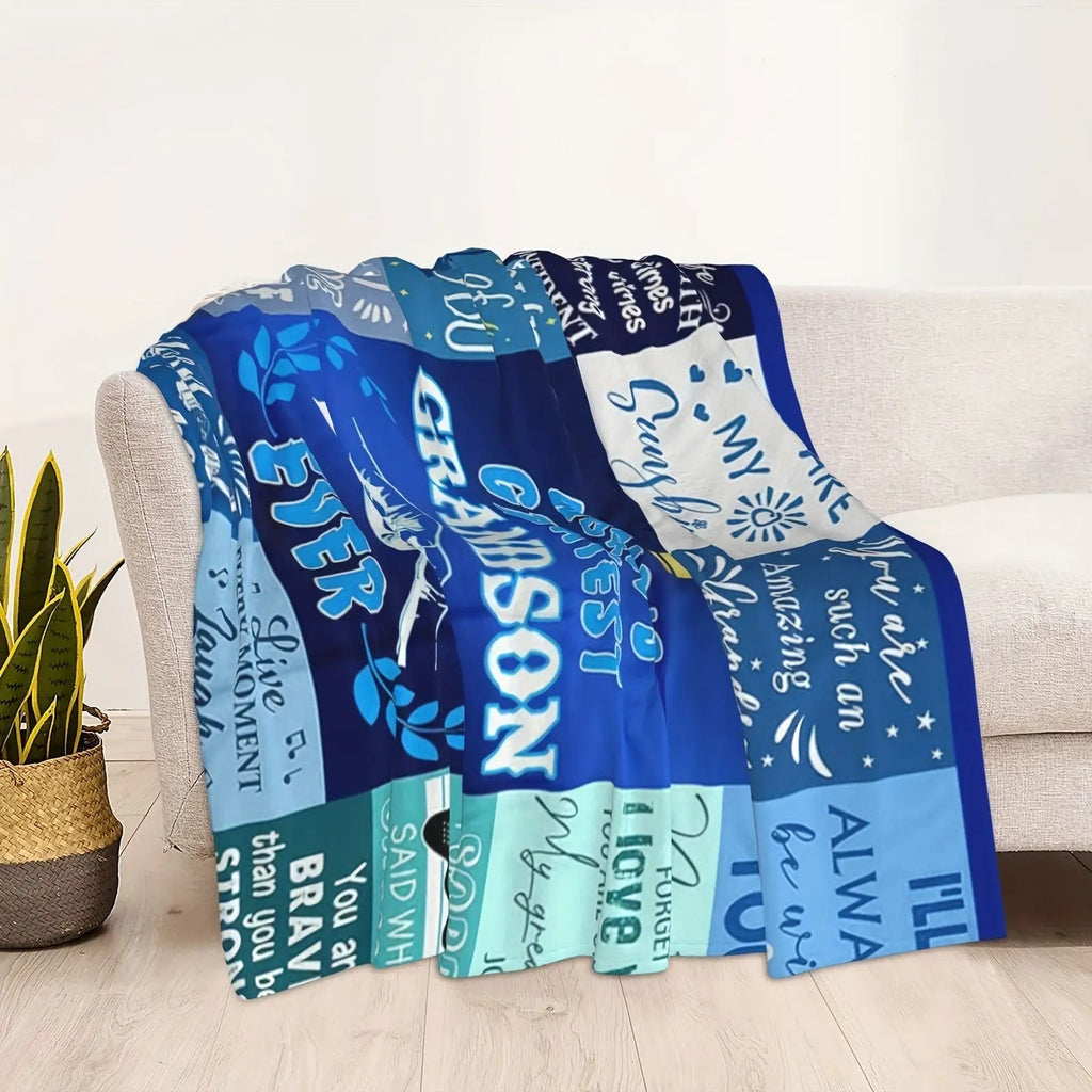Blanket for Grandson Gifts - World's Greatest Grandson Ever - From Parents, Birthday, Christmas, Everyday Encouragement, Motivational Inspirational