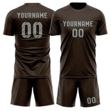 Custom Brown Gray Soccer Set