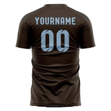 Custom Brown Light Blue Soccer Jersey