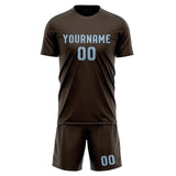 Custom Brown Light Blue Soccer Set