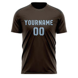 Custom Brown Light Blue Soccer Jersey