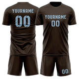 Custom Brown Light Blue Soccer Set