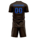 Custom Brown Sky Blue Soccer Set