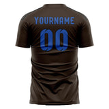 Custom Brown Sky Blue Soccer Jersey