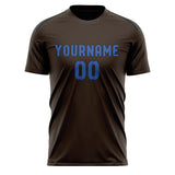 Custom Brown Sky Blue Soccer Jersey