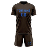 Custom Brown Sky Blue Soccer Set