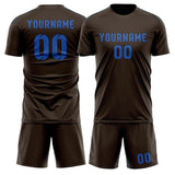 Custom Brown Sky Blue Soccer Set