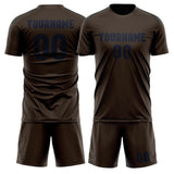 Custom Brown Navy Soccer Set