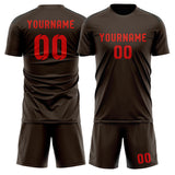 Custom Brown Orange Red Soccer Set