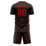 Custom Brown Red Soccer Set