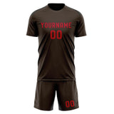 Custom Brown Red Soccer Set