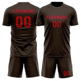Custom Brown Red Soccer Set